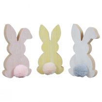 Artículo Conejitos de madera conejitos decorativos decoración de Pascua madera pastel 8,5×16cm 6 piezas