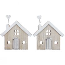 Artículo Casa de madera decorativa casa soporte de mesa madera 16,5 cm 2 piezas