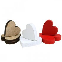Corazón de madera decoración de dispersión corazones de boda madera 2,5/2/1,5 cm 48 piezas