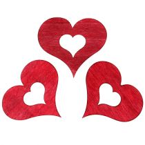 Artículo Corazón de madera para espolvorear rojo 4cm 72uds