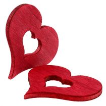 Corazón de madera para espolvorear rojo 4cm 72pcs