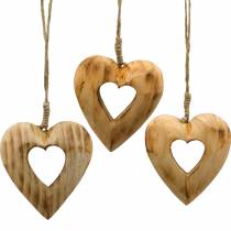 Corazón colgante decorativo, corazón de madera, Día de San Valentín, colgante de madera, decoración de boda 6pcs