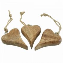 Colgante de corazón de madera corazón decoración de madera para colgar 10cm 3pcs