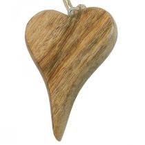 Colgador decorativo de corazón de madera decoración de madera de corazón para colgar naturaleza 14cm