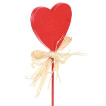 Artículo Tapón decorativo corazones de madera corazones con mariquitas rojo 4cm 16 piezas