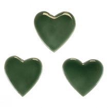 Artículo Corazones de madera corazones decorativos verde madera brillante 4,5cm 8ud