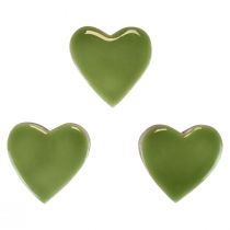 Artículo Corazones de madera corazones decorativos madera verde claro efecto brillante 4,5 cm 8 piezas