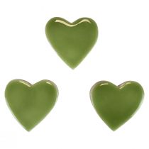 Artículo Corazones de madera corazones decorativos madera verde claro efecto brillante 4,5 cm 8 piezas