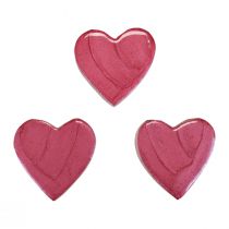 Corazones de madera corazones decorativos rosa brillante decoración dispersa 4,5 cm 8 piezas