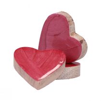 Corazones de madera corazones decorativos rosa brillante decoración dispersa 4,5 cm 8 piezas