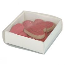 Artículo Corazones de madera corazones decorativos rosa brillante decoración dispersa 4,5 cm 8 piezas