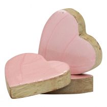 Artículo Corazones de madera corazones decorativos decoración de mesa rosa claro brillante 4,5 cm 8 piezas