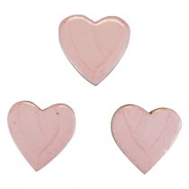 Artículo Corazones de madera corazones decorativos decoración de mesa rosa claro brillante 4,5 cm 8 piezas