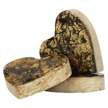 Corazones de madera corazones decorativos efecto brillo oro negro 4,5 cm 8 piezas