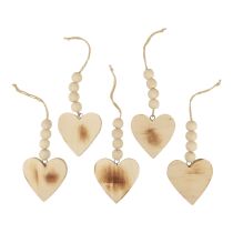 Corazones de madera colgador decorativo corazones decorativos de madera quemados 8cm 6ud
