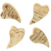 Artículo Corazones de madera con corteza de abedul Corazones de abedul 3-4cm 30ud