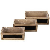 Artículo Caja de madera con pizarra para etiquetar, juego de 3, 36 cm