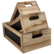 Artículo Caja de madera con pizarra para etiquetar, juego de 3, 36 cm