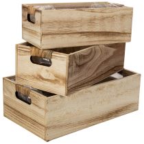 Artículo Caja de madera con pizarra para etiquetar, juego de 3, 36 cm