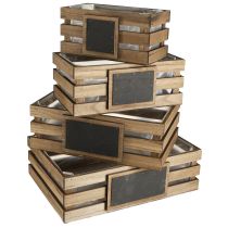 Artículo Caja de madera con caja de cartón para plantas 40/35/30/25 cm, juego de 4