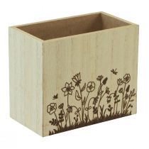 Artículo Caja de madera portalápices organizador de escritorio natural 14×8×12cm