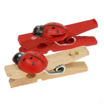 Artículo Pinzas de madera decorativas mariquita 2,5cm 180p