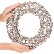 Artículo Corona de madera, corona decorativa, blanco natural, Ø30cm, H9.5cm