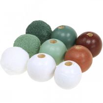 Artículo Abalorios de madera bolas de madera para manualidades clasificadas verde Ø3cm 36pcs