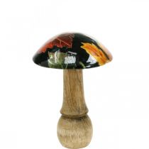Decoración de mesa de hojas de otoño de setas de madera negro, multicolor Ø10cm H15cm