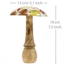 Artículo Seta de madera deco hojas de otoño blanco, colorido decoración otoñal Ø13cm H19cm