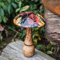 Decoración de setas de madera hojas de colores decoración de otoño negro, colorido Ø13cm H19cm