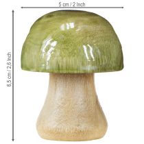 Artículo Setas de madera decoración otoñal setas verde rojo naranja H6.5cm 9 uds
