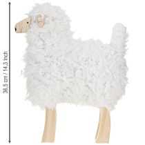 Artículo Oveja de madera Decoración de Pascua Oveja Blanca Natural 30x4.5x36.5cm