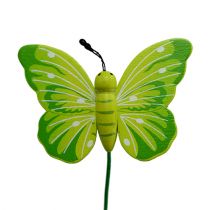 Artículo Mariposas de madera en palo, surtidas en 3 colores, 8cm, 24 piezas