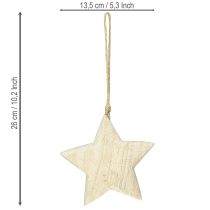 Artículo Estrella de madera, adorno navideño de madera natural, Ø13,5 cm