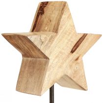 Artículo Estrella de madera natural con base de varilla decoración estrella 20x9,5x50cm