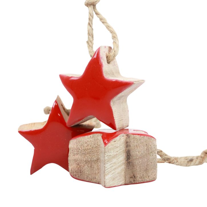 Artículo Estrella de madera decorativa para árbol de Navidad roja, estrellas decorativas naturales 5cm 24ud