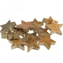 Artículo Estrellas de madera decoración dispersa estrella navideña brillo natural H5cm 12 piezas