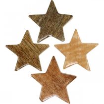 Estrellas de madera decoración dispersa estrella Navidad naturaleza brillo H5cm 12 piezas