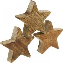 Estrellas de madera decoración dispersa estrella Navidad naturaleza brillo H5cm 12 piezas