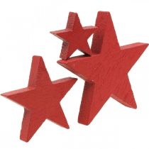 Estrellas de madera chispas decorativas Navidad rojo 3/5/7cm 29p