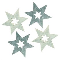 Estrellas de madera 4cm gris con purpurina 72pcs