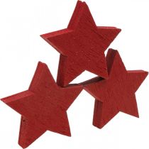 Artículo Estrellas de madera chispas rojas Estrellas de Navidad 3cm 72pcs