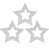 Artículo Estrellas de madera decoración dispersa estrellas navideñas blancas 3cm 72ud