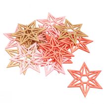 Artículo Estrellas de madera decoración navideña estrellas de madera naranja 8cm 16 piezas