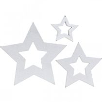 Artículo Estrellas de madera blanca decoración esparcida Navidad 3/5/7cm 48p