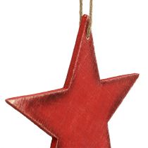 Artículo Estrellas de madera para colgar 16,5cm / 20cm rojo 6pcs