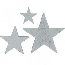 Estrellas de madera chispas decorativas Navidad gris 3/5/7cm 29p