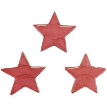 Artículo Decoración de estrellas de madera Decoración navideña estrellas rosa brillo Ø5cm 8ud