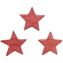Artículo Decoración de estrellas de madera Decoración navideña estrellas rosa brillo Ø5cm 8 piezas